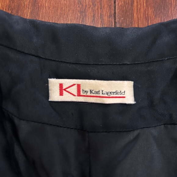 Vintage Karl Lagerfeld black cropped blazer tuxedo jacket shiny viscose - Picture 5 of 11